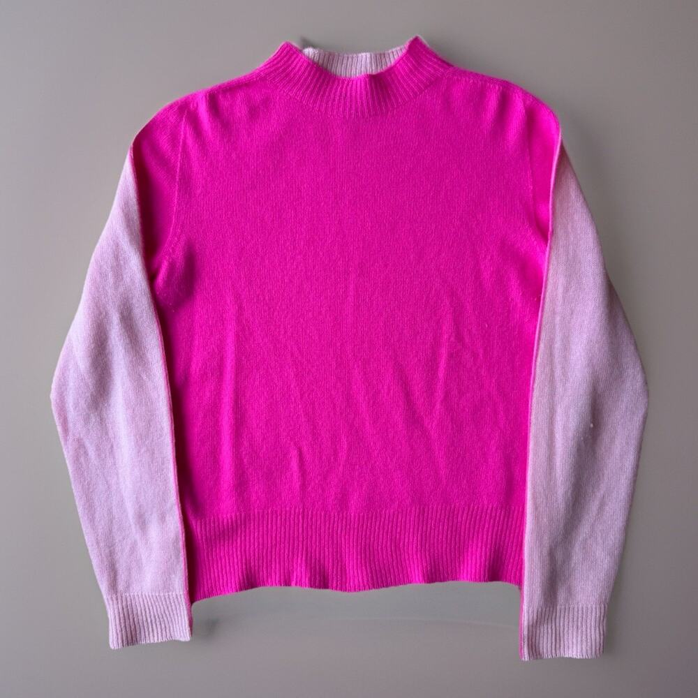 Essential Antwerp Camp Two Tone Sweater Women's M Pink Wool Pullover Glam